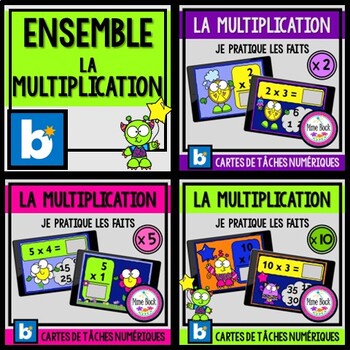 Preview of BUNDLE of BOOM Cards: La multiplication x2, x5, x10 (de 0 à 10)