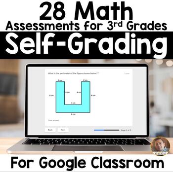 Preview of 3rd Grade Math Google FORMS | Assessments Google Classroom Grades 3-4