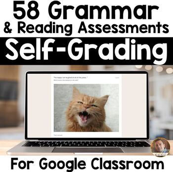 Preview of Grammar Review & Reading Comprehension Assessments - Google Forms Quiz BUNDLE
