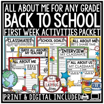 Back To School Activities 3rd 4th Grade All About Me Poster First Week ...