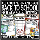 Back To School Activities 3rd 4th Grade All About Me Poste