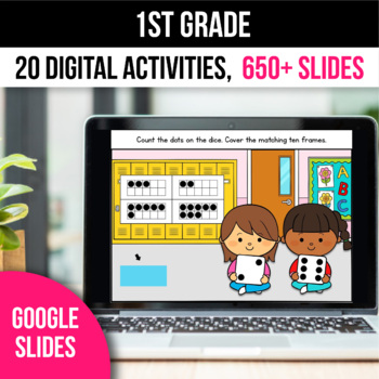 Preview of Digital Back to School Activities 1st Grade Math Games for Google Slides Fall