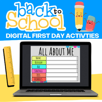 Preview of Digital Back to School First Day Fun {Google Slides} Morning Meeting & SEL
