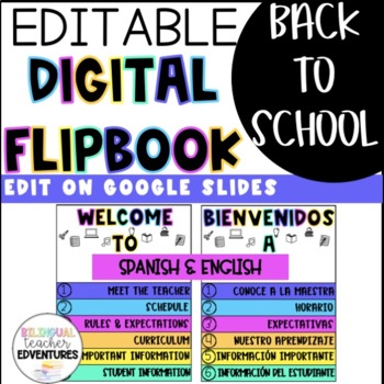 Preview of Digital Back to School FlipBook- Google Slides {ENGLISH & SPANISH}