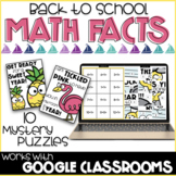 Digital Back to School Math Facts | Digital Mystery Puzzles
