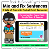 Digital Back to School Pocket Chart Sentences | Predictabl