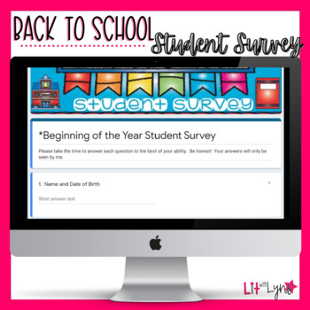 Preview of Editable Back to School Student Interest Survey