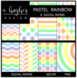 Digital Backgrounds / Papers Set: Pastel Rainbow
