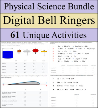 Preview of Digital Bell Ringer Bundle - Physical Science - Distance Learning Ready