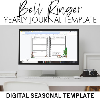 Preview of Digital Bell Ringer Journal Notebook Template - Yearly Seasonal Watercolor