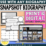 Digital Biography Graphic Organizer, Snapshot Biographies 