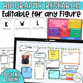 Digital & Printable Biography Research Project Graphic Org