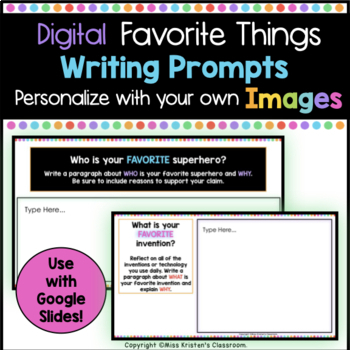 Digital Bitmoji Writing: Favorite Things Prompts - Google Slides OR Seesaw