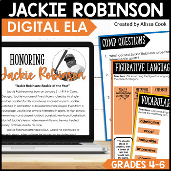 Preview of Digital Black History Month Activities | Jackie Robinson ELA and Reading