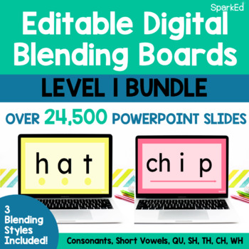 Preview of Digital Blending Board PowerPoint Slides l CVC & Digraphs l LEVEL 1 BUNDLE