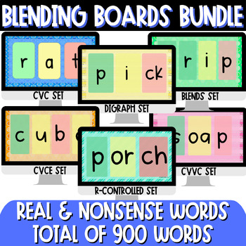 Preview of Digital Blending Boards Bundle - Real and Nonsense Words with Google Slides