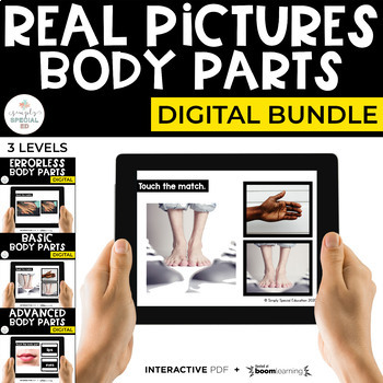Preview of Digital Body Parts Interactive PDF + Boom Cards™ Special Ed (3 Levels)