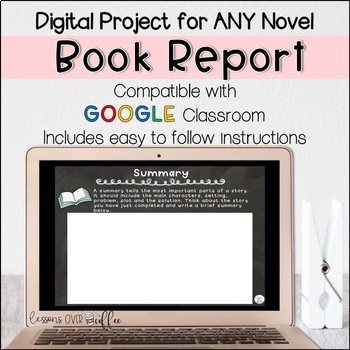 Preview of Digital Book Report Project for ANY Novel using Text Evidence Grades 4-6