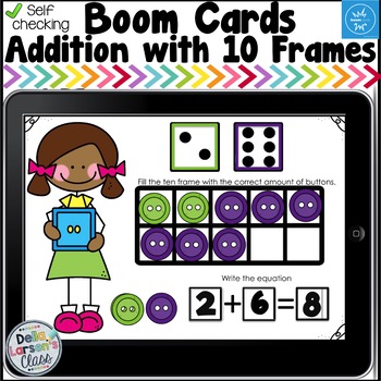 Preview of Digital Boom Cards Addition to Ten with Dice Distance Learning