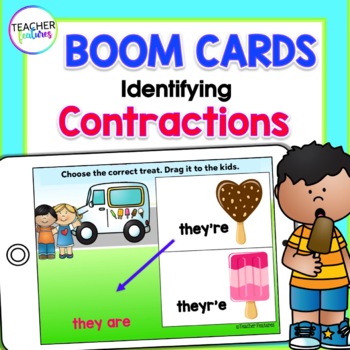 Preview of Digital Boom Cards CONTRACTIONS & Ice Cream Treats {FREEBIE}