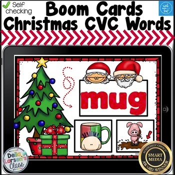 Preview of Christmas Reading CVC Words Boom Cards