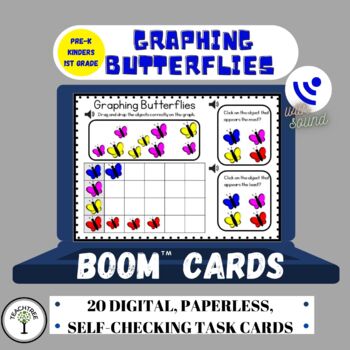 Preview of Digital Boom Cards - Graphing Butterflies