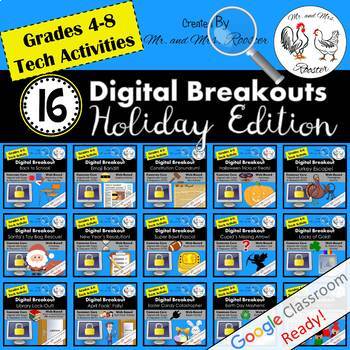 Preview of Digital Breakout BUNDLE 16 Escape Rooms Holiday BUNDLE All Year Escape Room