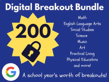 Preview of Digital Breakout Bundle: 200 Breakouts! (Escape Rooms, Math, ELA, Grammar)