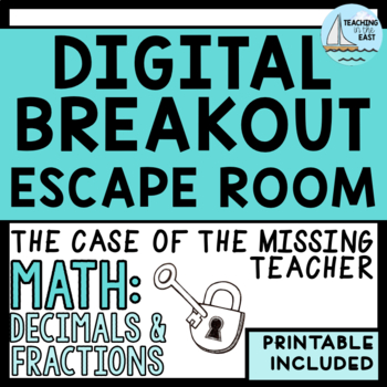 Preview of Digital Breakout Escape Room | Math | Decimals | Fractions