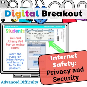 Preview of Digital Breakout Internet Safety: Privacy and Security | Digital Escape Room