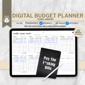 Preview of Digital Budget Planner, Digital Financial Log, Finance Logbook, Bill Tracker
