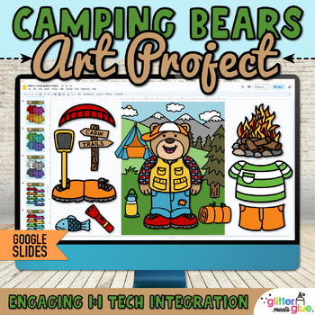 Preview of Digital Build a Summer Camping Bear Activity & Writing Prompts on Google Slides
