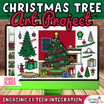 Preview of Digital Build a Christmas Tree Craft & Writing Activity, Google Slides Resource