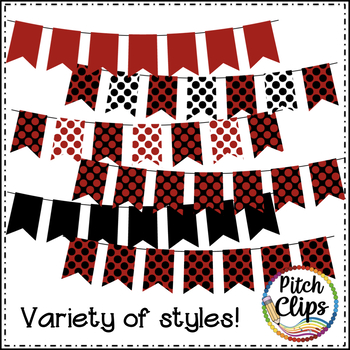 Digital Bunting Banners: Ladybug Love - 12 banners in Red, Black, and White