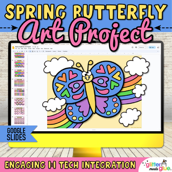 Preview of Digital Build A Butterfly Craft & Spring Writing Prompts Resource, Google Slides