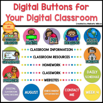 Preview of Digital Buttons for Schoology Distance Learning Pom Pom Color Scheme