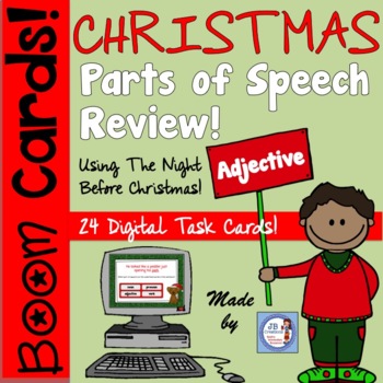 Preview of Digital CHRISTMAS BOOM Task Cards: Parts of Speech