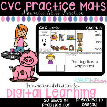 Preview of Digital CVC Phonics Mats l Google Classroom |Seesaw