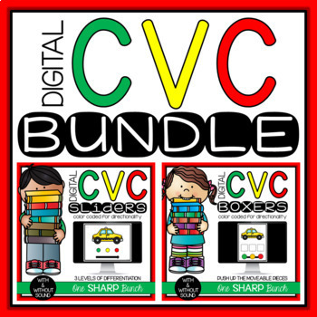 Preview of Decodable Digital CVC Words Bundle CVC Slides & CVC Sound Boxes Fluency Practice