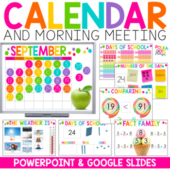 Preview of Digital Calendar Math and Morning Meeting for PowerPoint and Google Slides