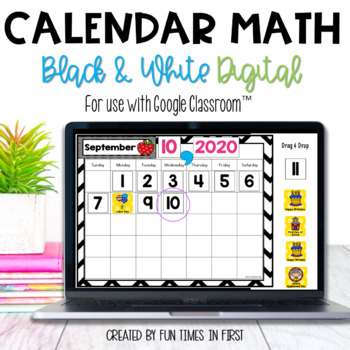 Preview of Digital Calendar Math for Google Slides™ |  Black and White Theme