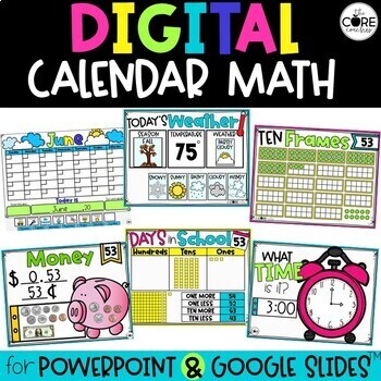 Preview of Digital Calendar Math - for Google Slides, PowerPoint, & Lumio - Calendar Math