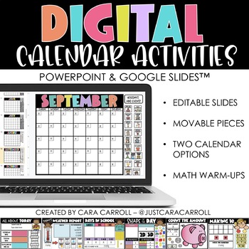 Preview of Digital Calendar & Math for PowerPoint & Google Slides™ | Distance Learning