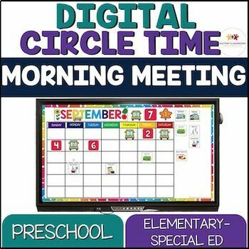 Preview of Digital Morning Circle Time Activities & Calendar for Special Ed Prek & Elem.