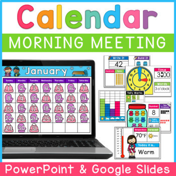 Preview of Digital Calendar Morning Meeting | Google Slides | PowerPoint