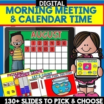 Preview of Digital Calendar Morning Meeting Slides Resources Kindergarten