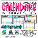 Digital Calendar Templates | Google Slides | Customizable 