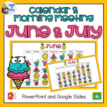 Preview of Digital Calendar and Morning Meeting Slides: June & July