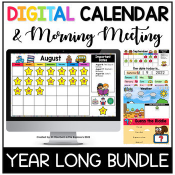 Preview of Digital Calendar and Morning Meeting | Year Long Bundle | Google Slides™