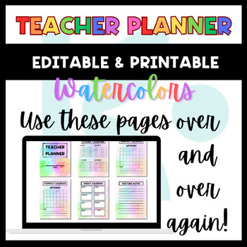 Preview of Digital Teacher Planner, Teacher Planner Printable, Editable Teacher Planner